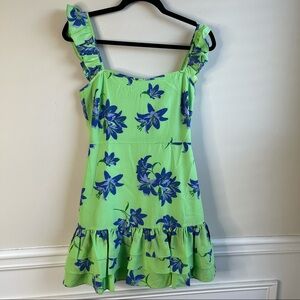 Likely green floral charlotte‎ mini ruffle dress size 0 athropologie